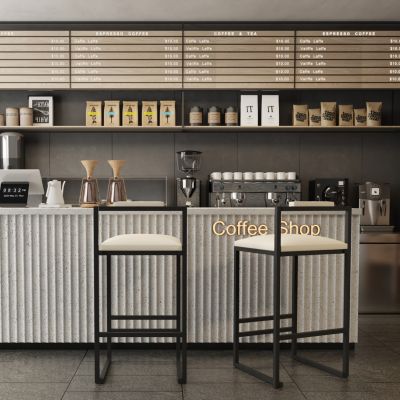 Set of 2 Barstools Faux Leather Upholstered Bar Stools Modern Metal Frame Dining Chairs for Counter, Kitchen Island (Beige