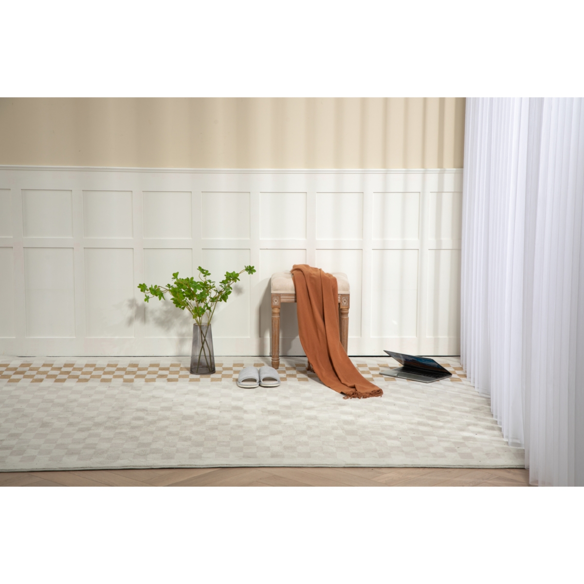 Streamdale Rustic Square Ottoman Vanity Bench