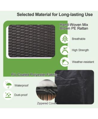 72 Gallon Rattan Outdoor Storage Box with Zippered Liner and Solid Pneumatic Rod