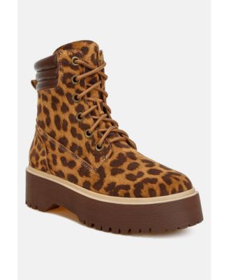 Ujola High Ankle Leopard Print Suede Boots