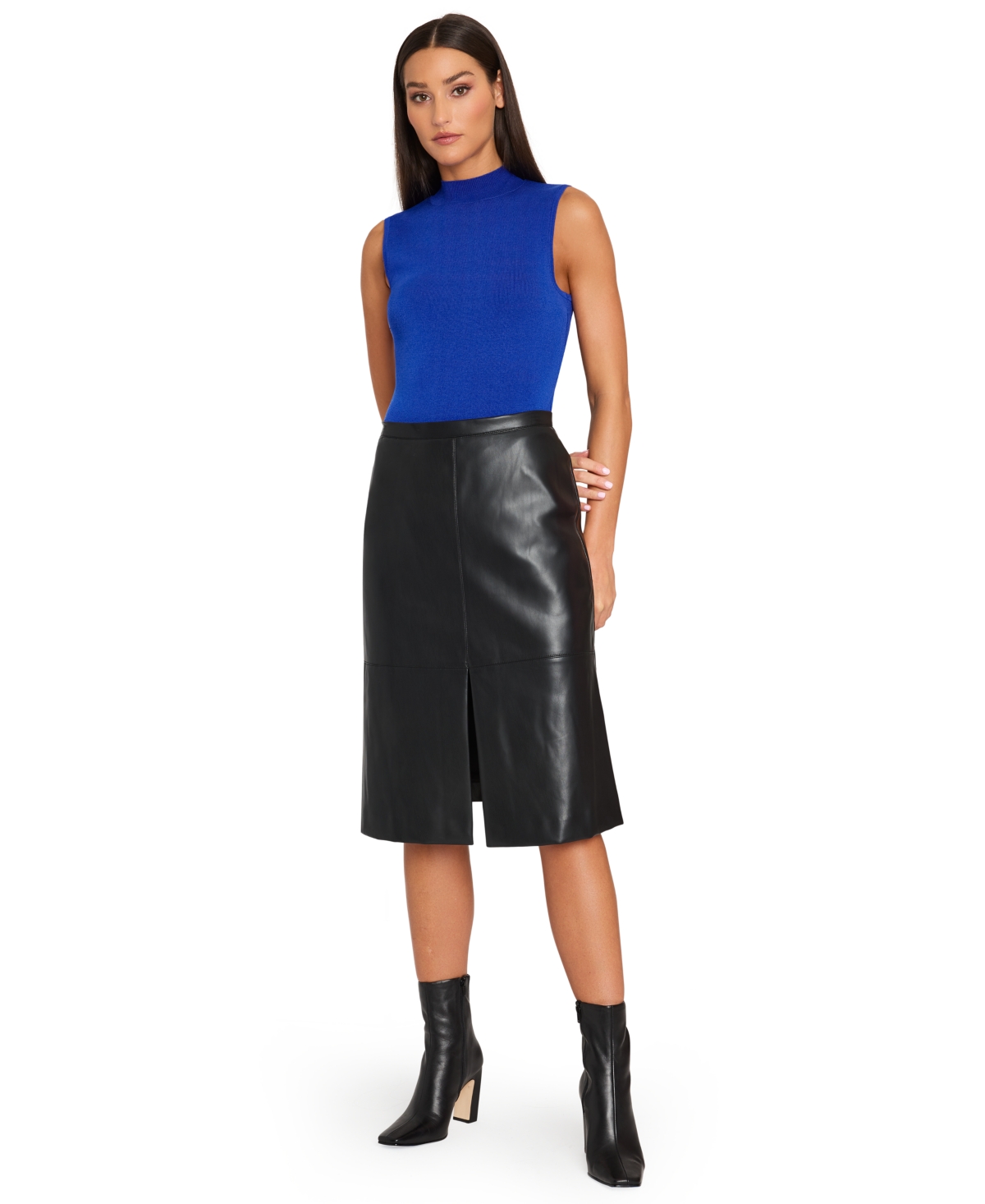 Tahari Asl Women's Faux-Leather Midi Skirt