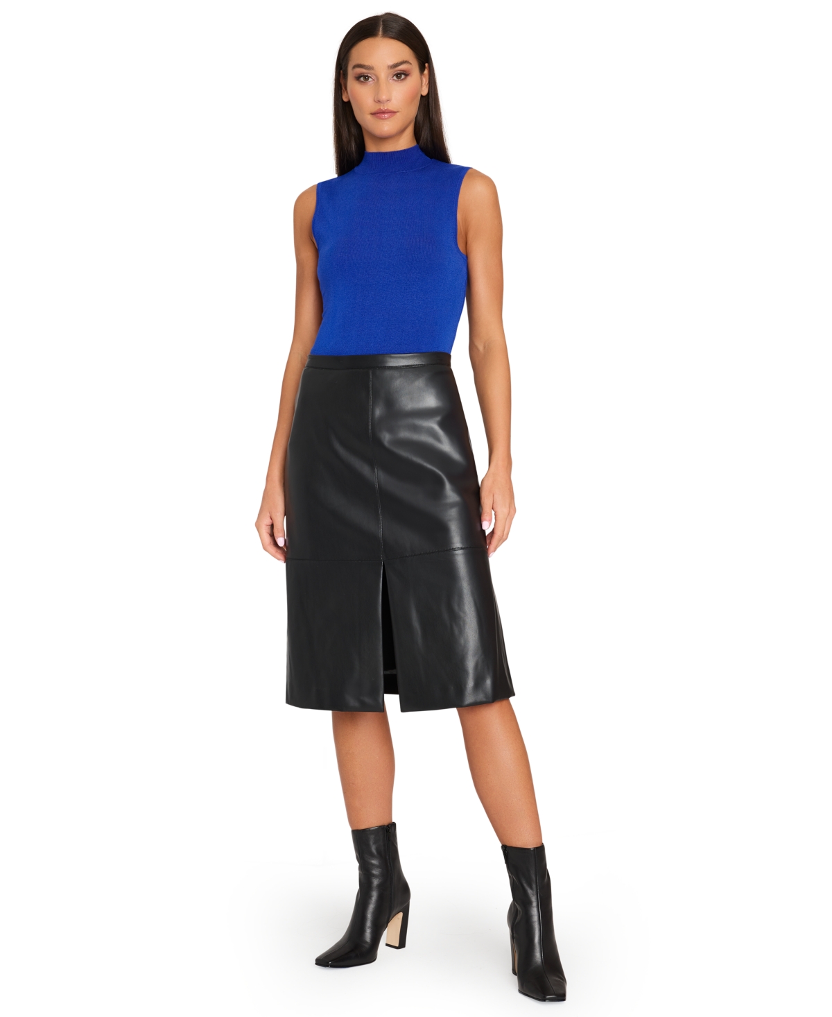 Tahari Asl Women's Faux-Leather Midi Skirt