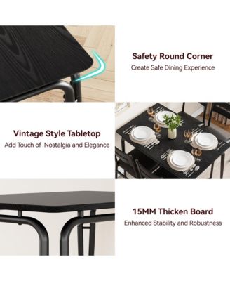 5 Piece MDF Dining Table for 4, Small Table and Chairs Set of 5, Dinette Set for 4