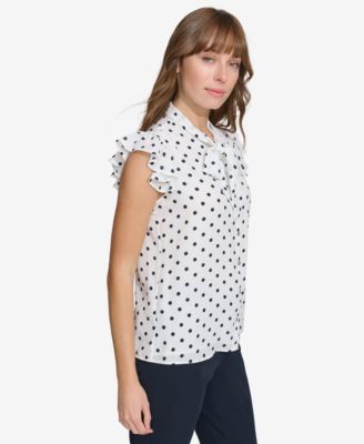 Women's Ruffle-Sleeve Bow Blouse