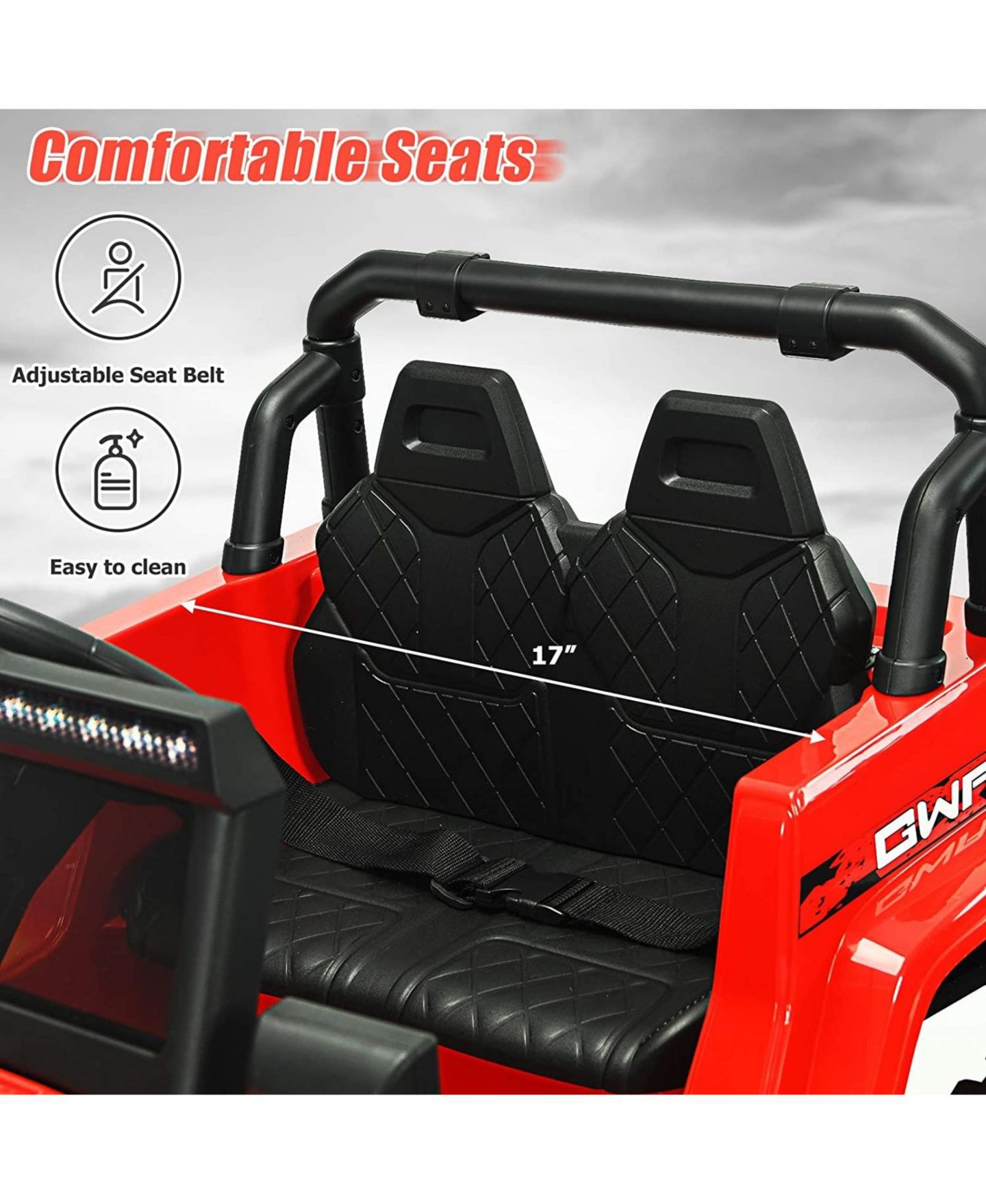 Детская игрушка HONGGE 12V Ride-On Jeep with 2.4G Remote Control and Bluetooth Music, Ages 3-8 — фото 6