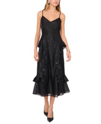 1.STATE - Women's V-Neck Sleeveless Ruffle Midi Dress