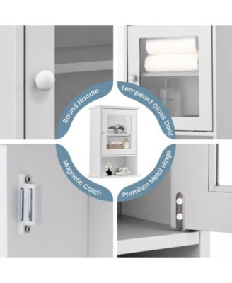 Bathroom Wall Mounted Adjustable Hanging Storage Medicine Cabinet-White