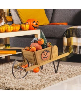 Wooden Wagon Planter with 9 Magnetic Accessories for Garden Yard