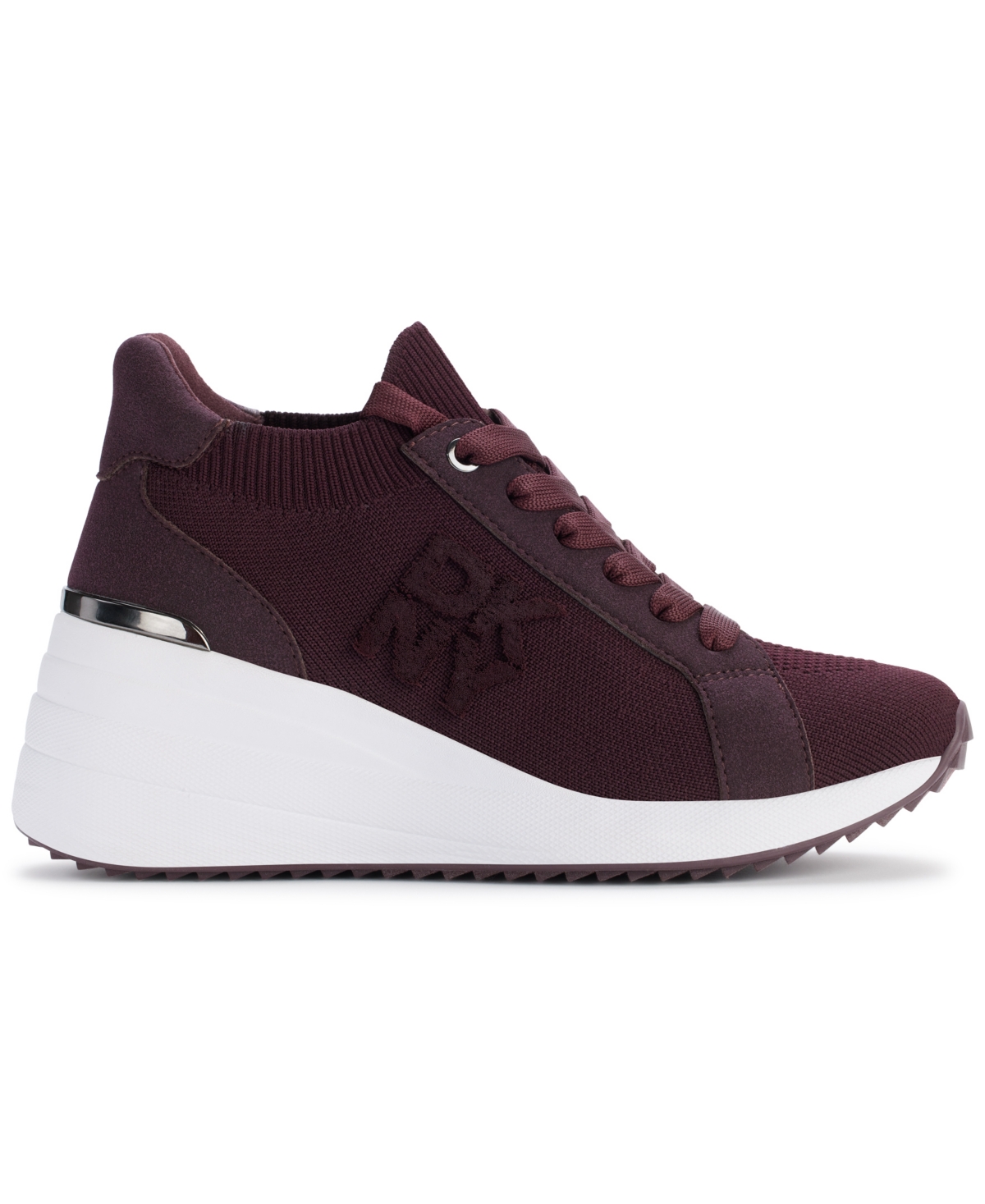 Shop Dkny Women's Kasia Lace-up Wedge Sneakers In Wine