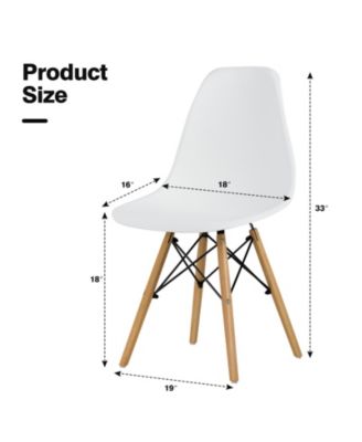 Set of 4 Modern Armless Dining Chairs Plastic Chairs with Wood Legs-White
