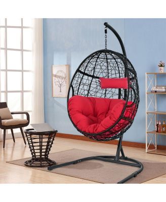 Hanging Cushioned Hammock Chair with Stand-Red