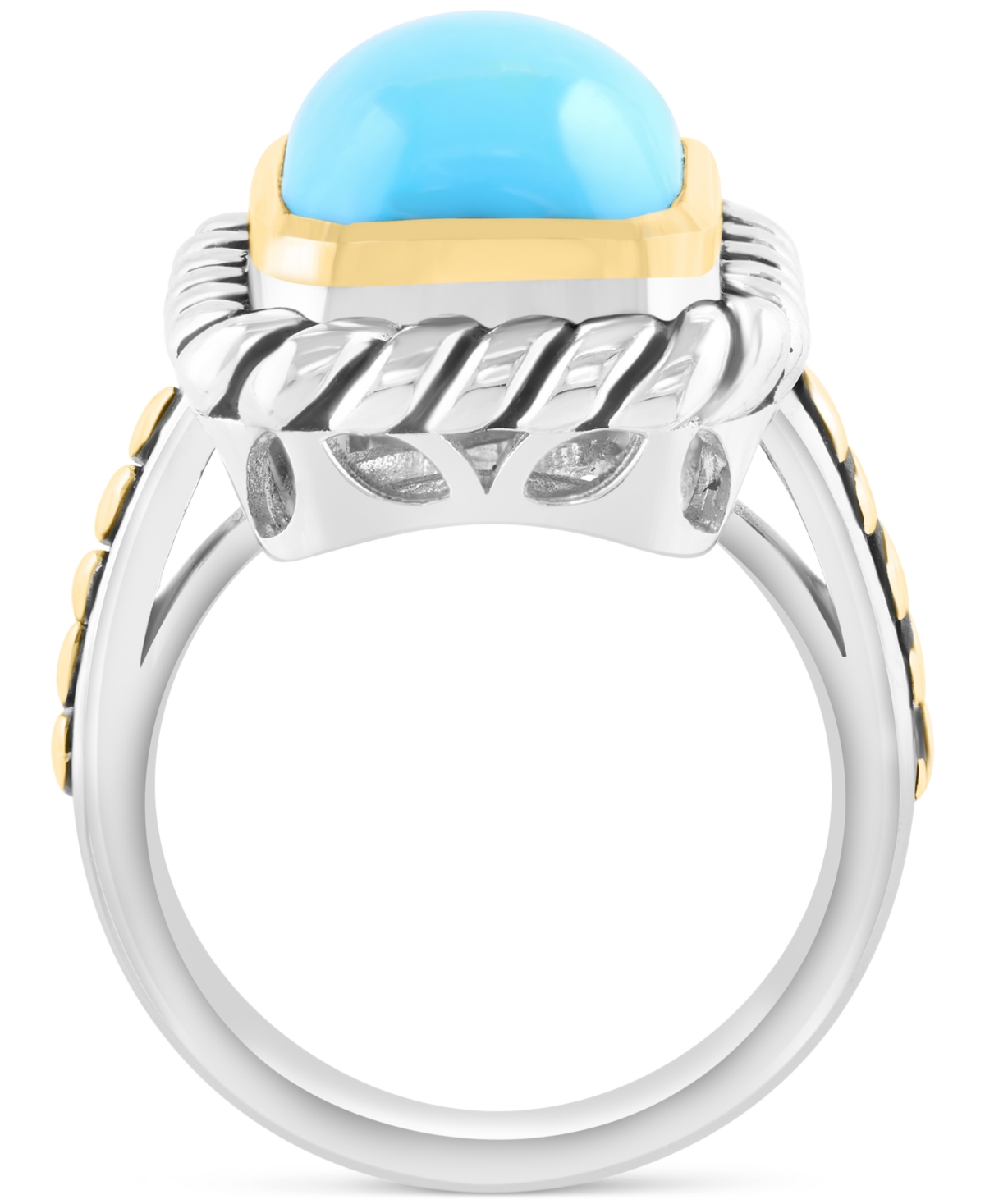 EffyStatement Ring in 14k Gold Over Sterling Silver & Sterling Silver - Turquoise