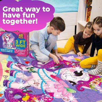 2x3 Feet Giant Shaped Glitter Floor Puzzles for Kids Ages 3-5