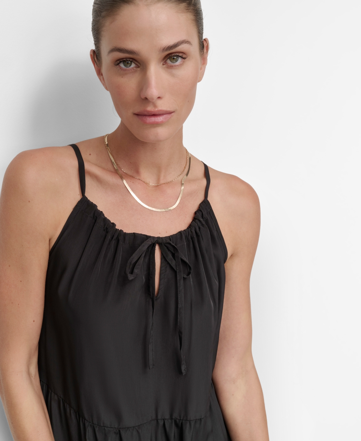DKNY WOMEN'S TIERED MAXI DRESS SWIM COVER-UP 