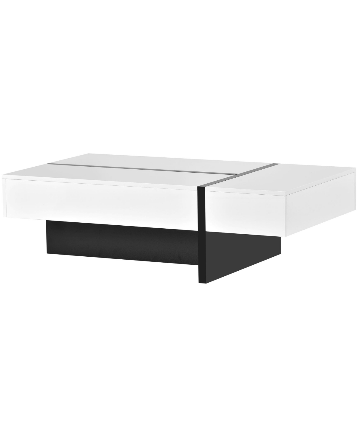 Slickblue Contemporary Rectangle Coffee Table with High Gloss Finish, Modern Center Table for Sofa