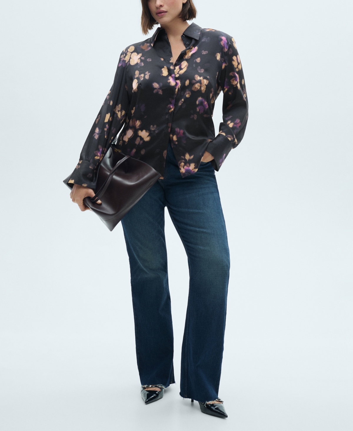 Mango Women's Satin Print Shirt