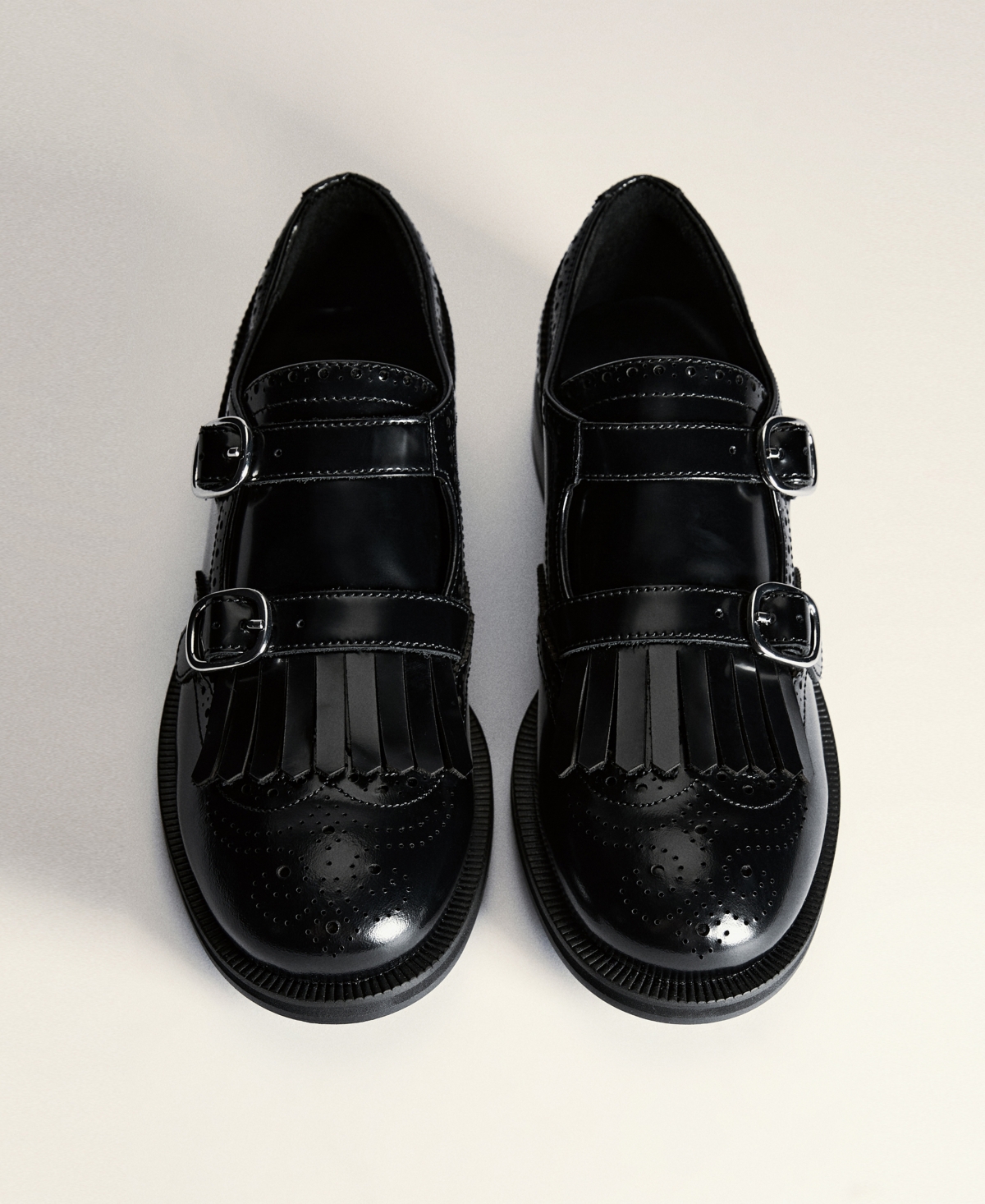 Shop Mango Women's Metallic Detail Leather Loafers In Black