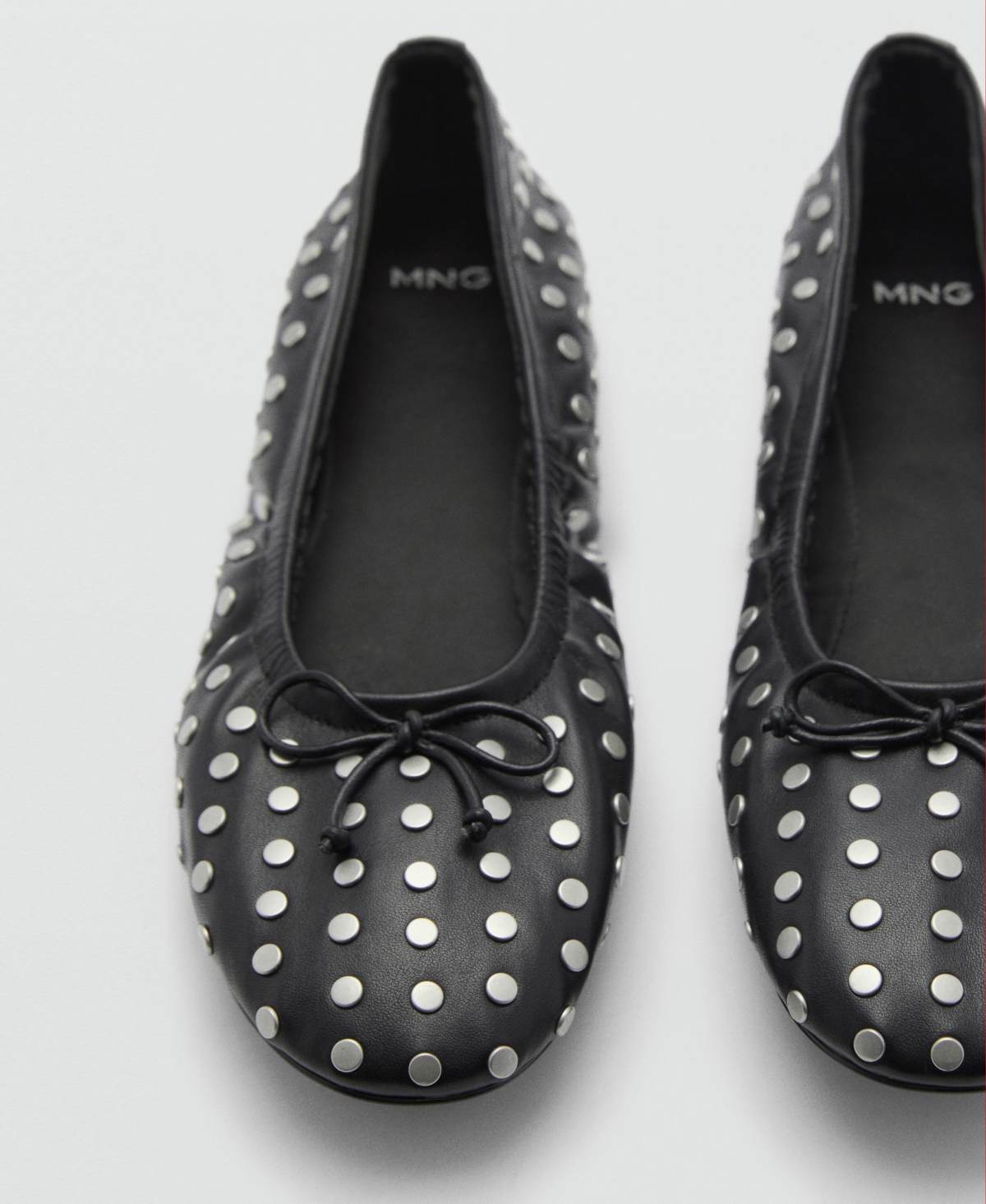 Mango Women's Studded Bow Ballerina Shoes