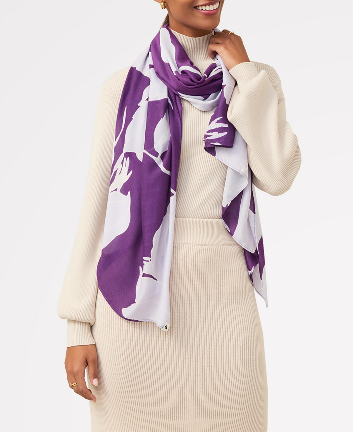 Radley London Floral Print Scarf - Dark Plum | Smart Closet