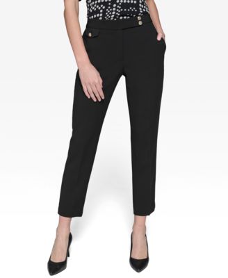 KARL LAGERFELD PARIS - Women's Tab-Waist Slim Ankle Pants