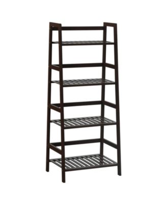 4-Tier Bamboo Plant Rack with Guardrails Stable and Space-Saving-Brown 19" x 12.5" x 45".