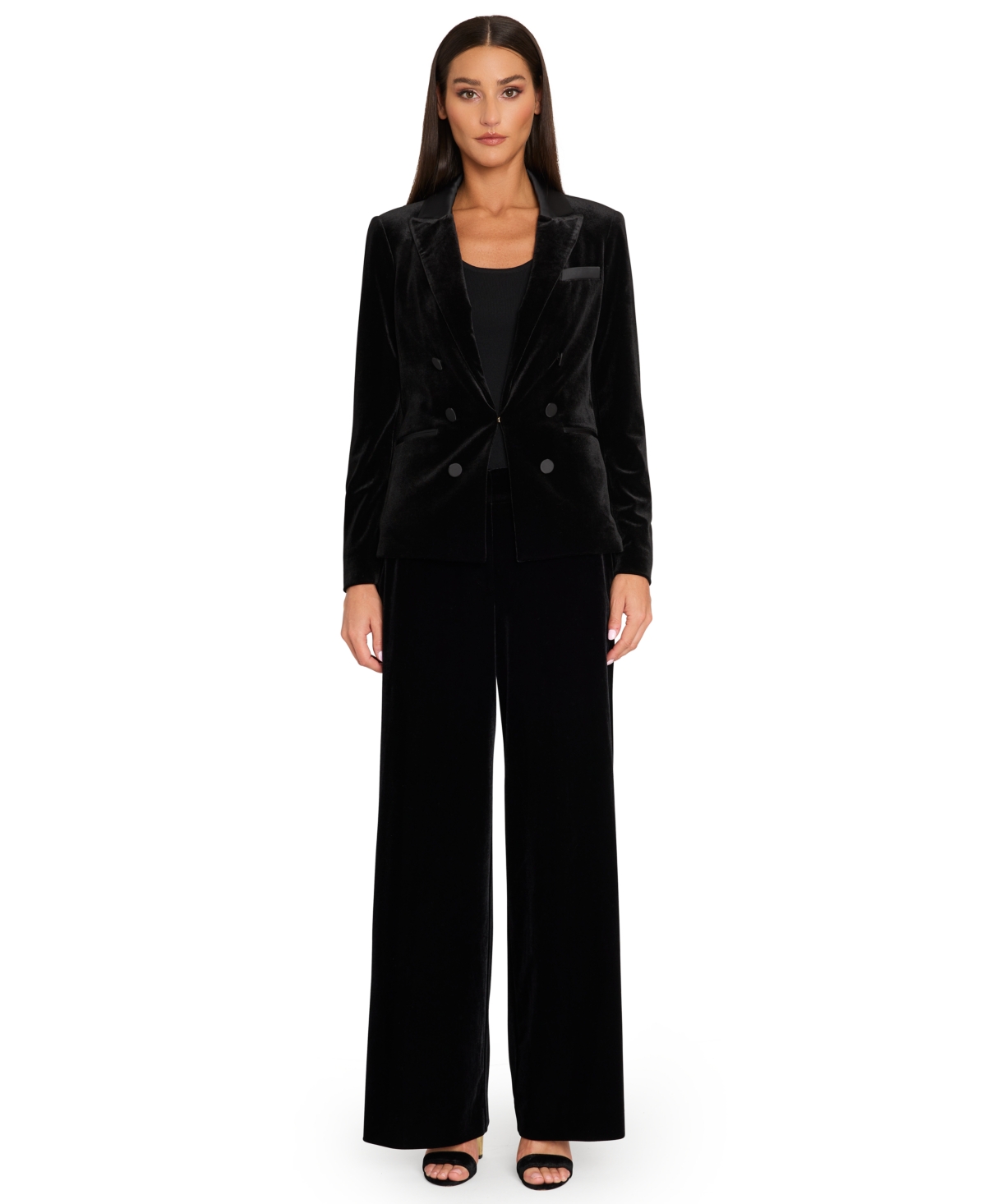Tahari Asl Women's Velvet Faux Double-Breasted Jacket