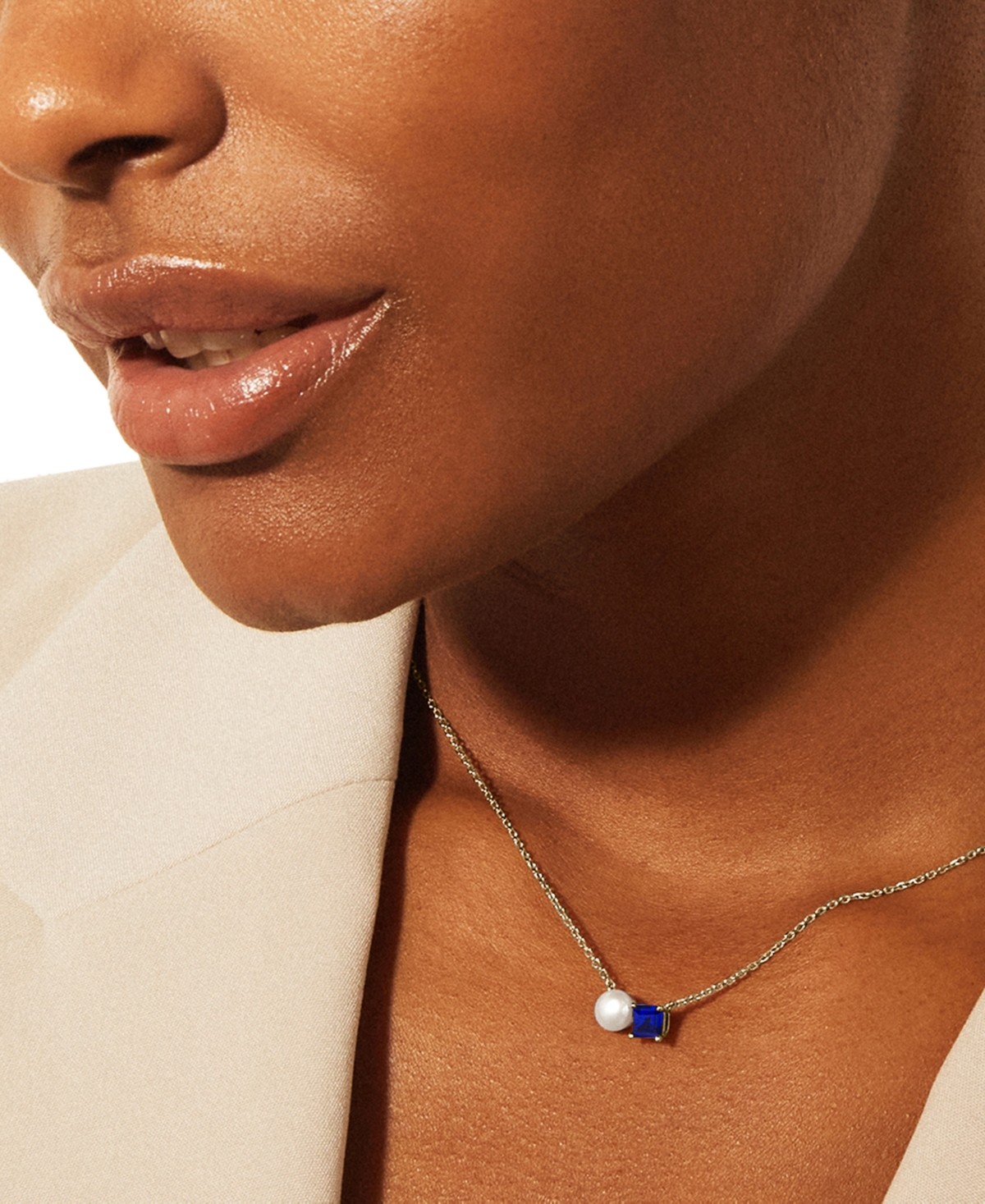 Audrey by Aurate Cultured Freshwater Pearl (5mm) & Rhodolite (5/8 ct. t.w.) Two Stone Adjustable 18
