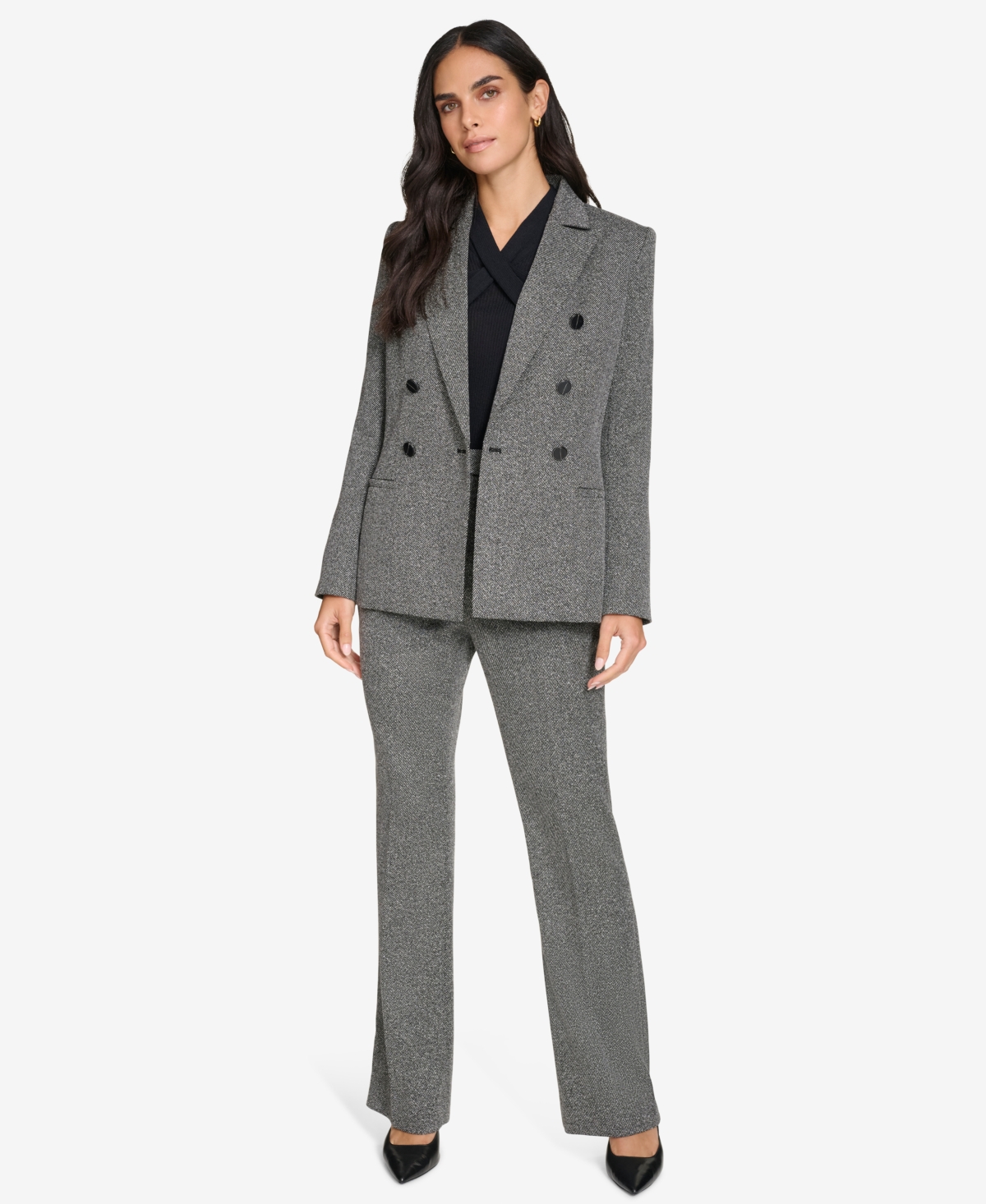 Calvin Klein Women's Double-Breasted Blazer -cream