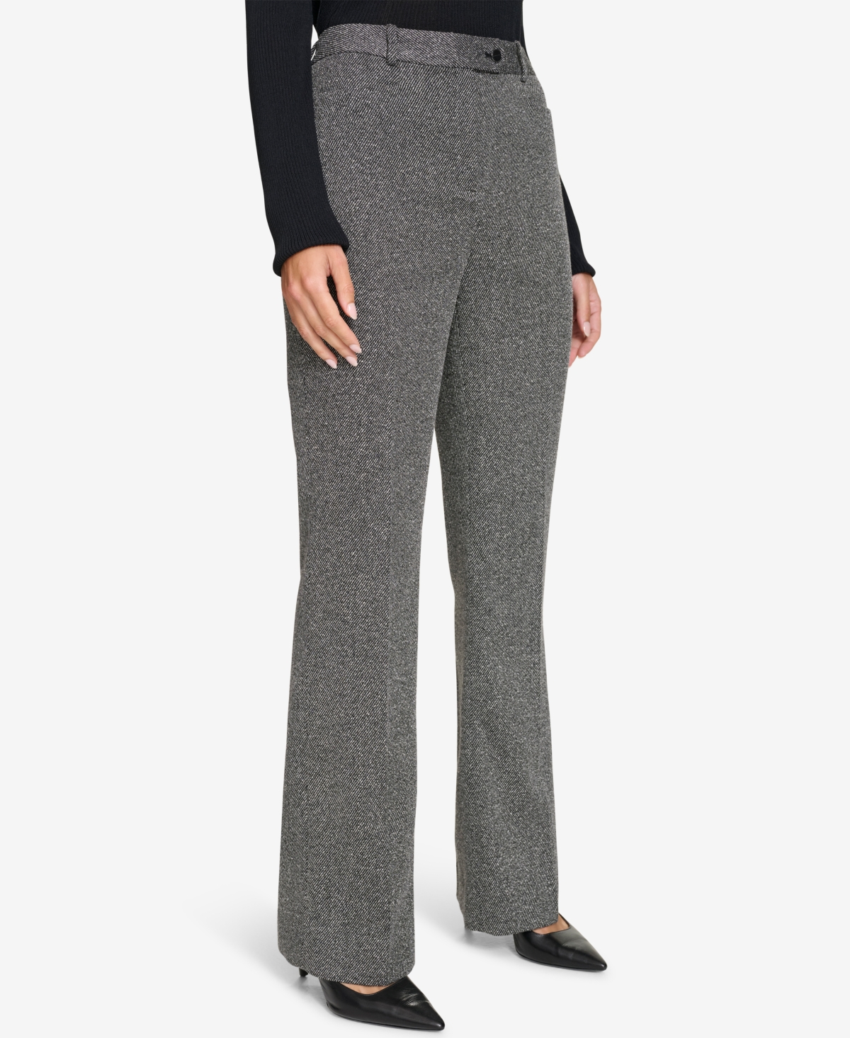 Calvin Klein Women's Mid-Rise Wide-Leg Pants -cream