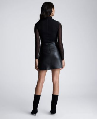 slim fit dress slacks Women's One of None Pleated Faux Leather Dress in Black