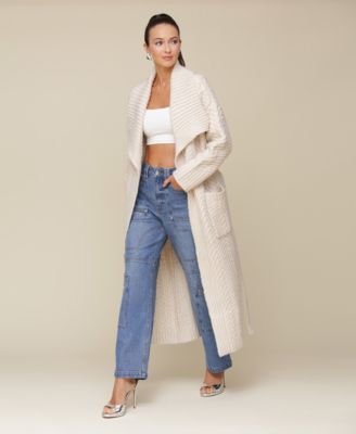 Open Front Duster Sweater Coat Straight Leg Carpenter Jeans