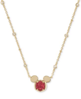 Kendra Scott - 14k Gold-Plated Cubic Zirconia & Stone Mickey Mouse 14" Adjustable Pendant Necklace