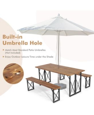 6-Person Outdoor Patio Dining Table Set with 2 Inch Umbrella Hole