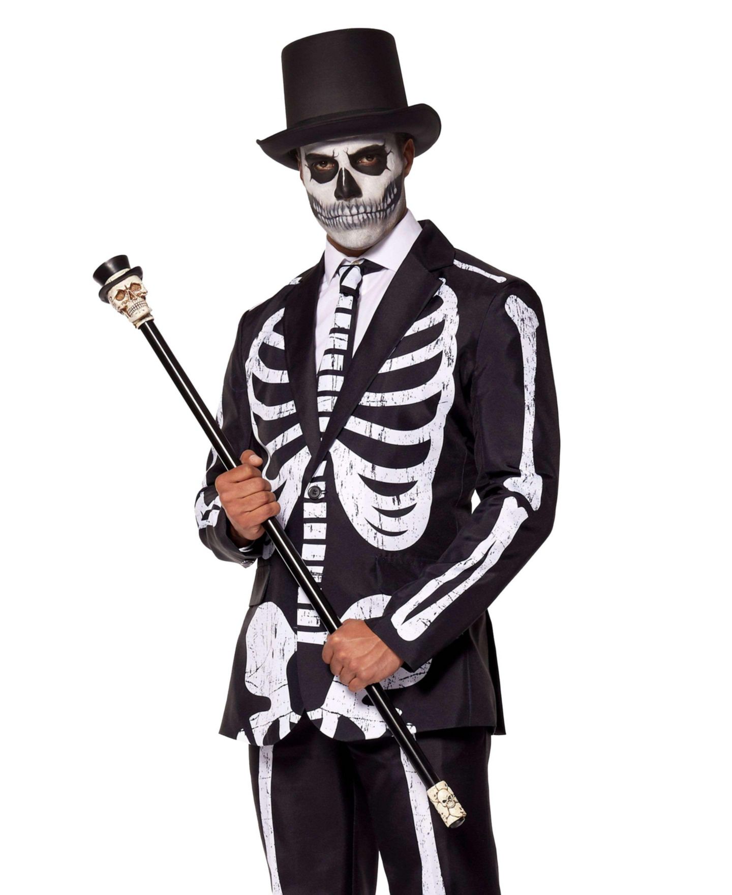 Suitmeister Men's Halloween Costume - Skeleton Grunge Black, цвет: Чёрный — фото 3