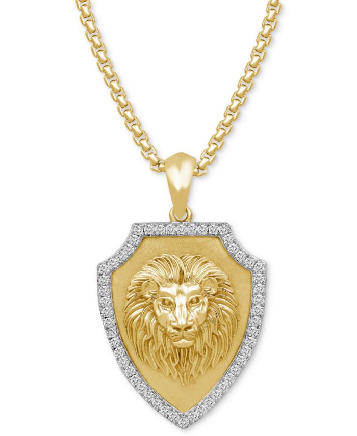 Men's Diamond Lion 22" Pendant Necklace (1/3 ct. t.w.) in 14k Yellow
