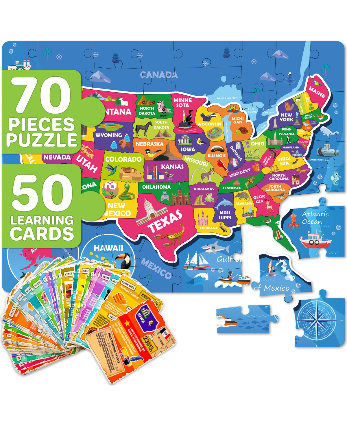 Quokka Pcs Jigsaw Puzzles for Kids Ages 4-6 - 400+ Facts on 50 Flashcards