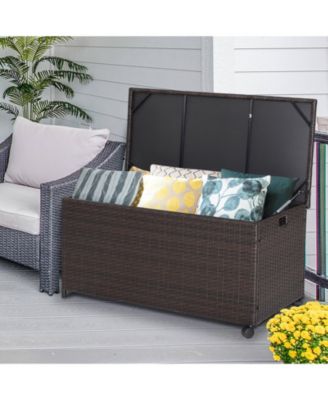 Outdoor Wicker Storage Box with Zippered Liner-50 Gallon