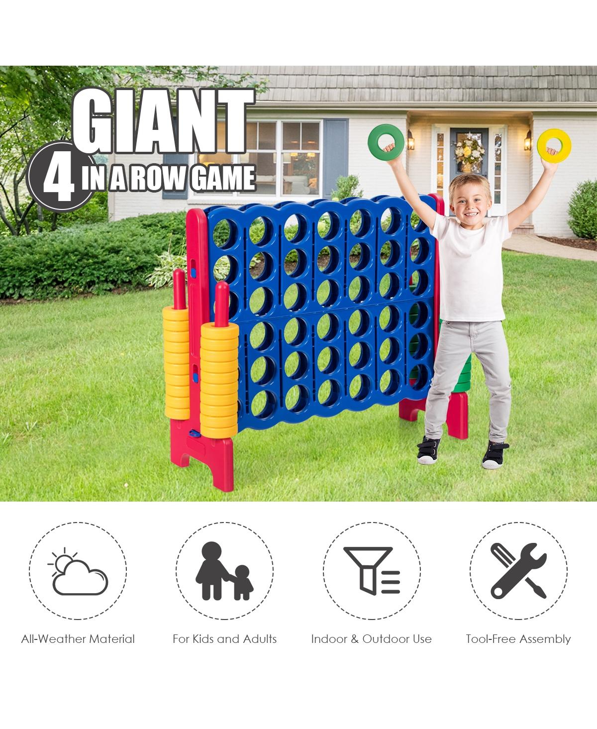 Sugift Jumbo 4-to-Score Giant Game Set with 42 Jumbo Rings and Quick-Release Slider-Red