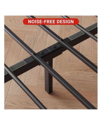 Bed Frame With Headboard, Industrial Platform Bedframe No Box Spring Needed, 14 Inch Metal Mattress Frame Noise Free
