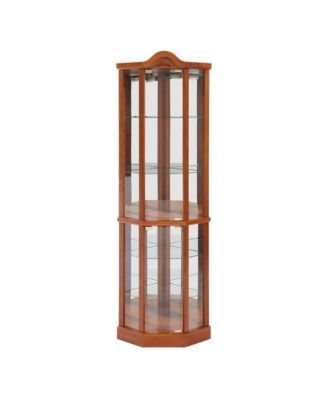Elegant Glass Display Cabinet – Lighted Corner Curio for Living Room, Dining Room, or Entryway