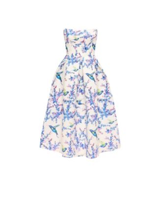 Women's Strapless Midi Dress With A Flower Print