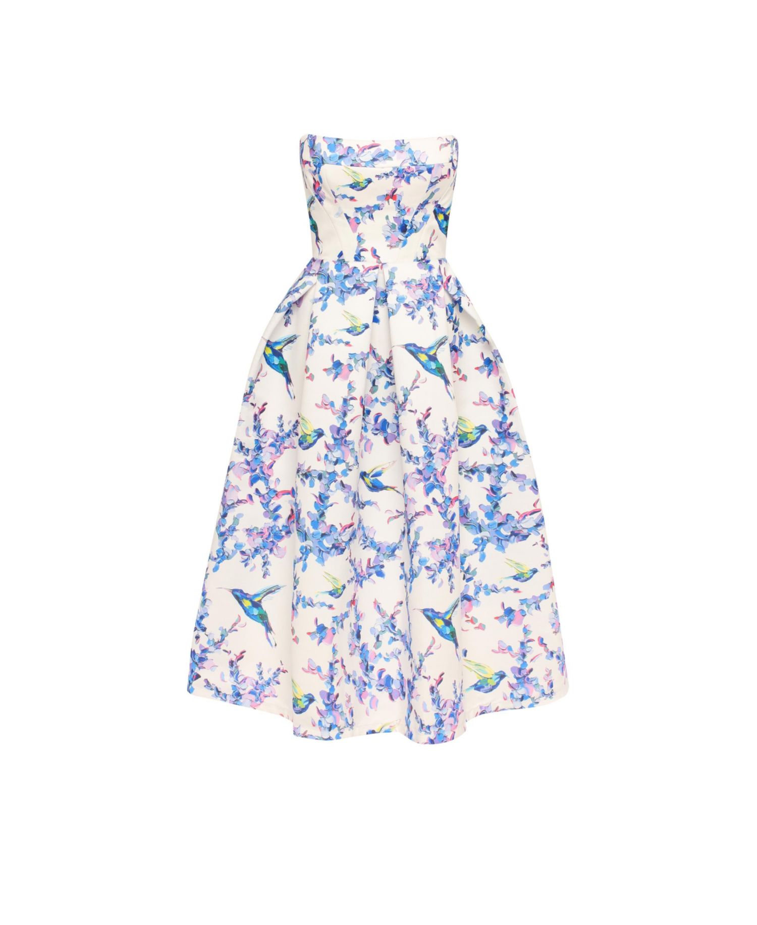 Women's Strapless Midi Dress With A Flower Print