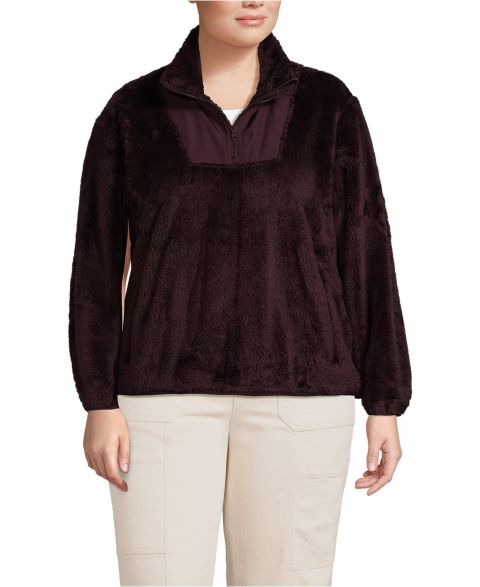 Женские свитеры Lands' End Plus Size Half Zip Cozy High Pile Fleece Pullover