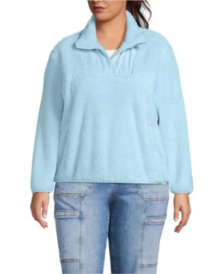 Plus Size Half Zip Cozy High Pile Fleece Pullover