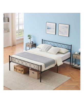 Metal Platform Bed Frame With Headboard And Footboard, Heart Shaped Bed Frame, 12.2 Inch Under Bed Storage, Steel Slat Support, No Box Spring Needed, Easy Assembly