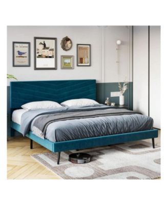 Full/Queen/King Size Upholstered Bed Frame, Velvet Bed Frame Queen With Adjustable Headboard, Platform Bed Frame And Headboard, Noise-Free, No Box Spring Needed