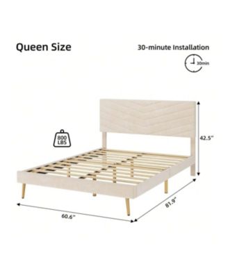 gaomon Upholstered Bed Frame â€“ Full/Queen/King Size Velvet Platform Bed with Adjustable Headboard, Noise-Free Design, No Box Spring Needed