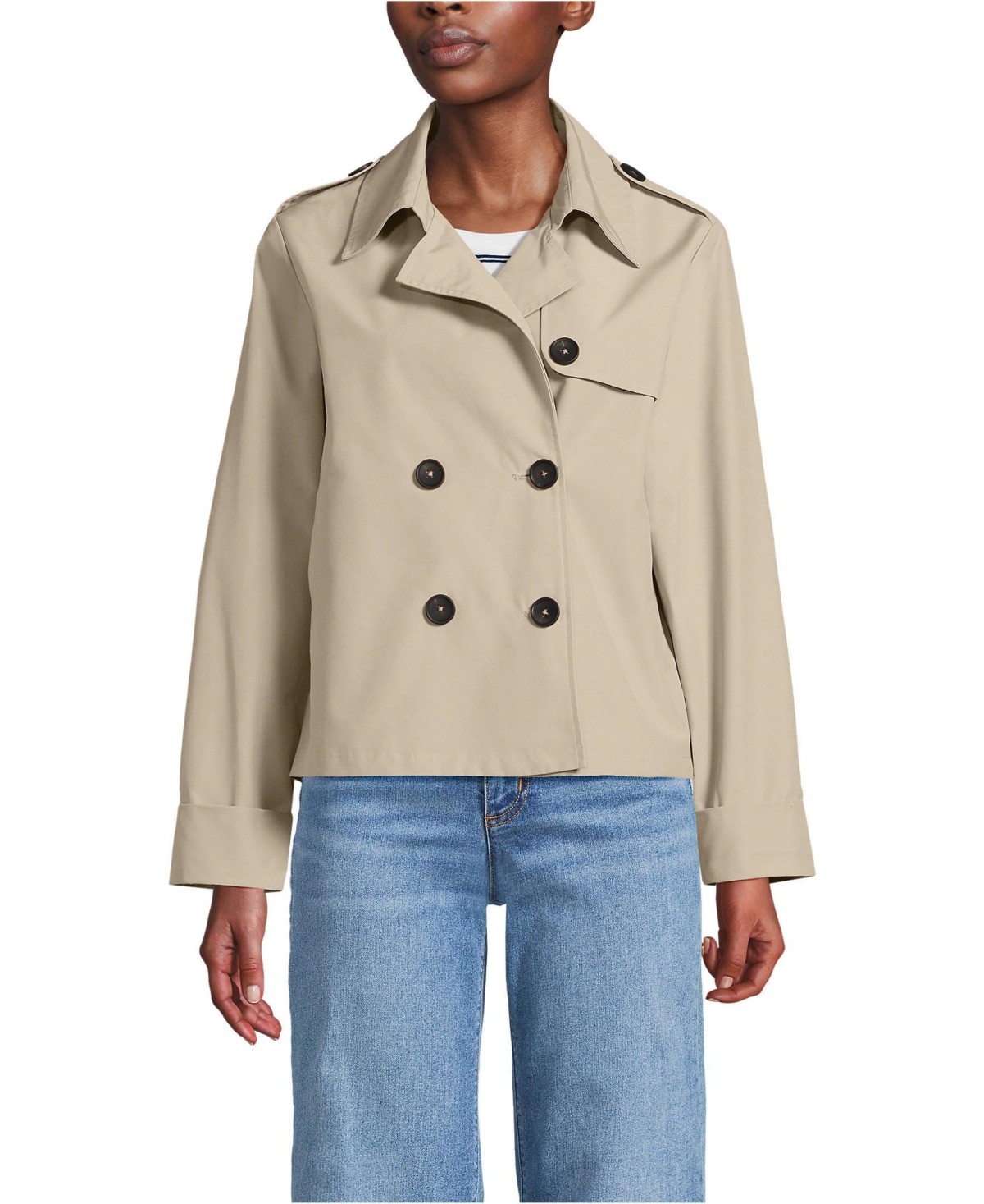 Lands End Women s Trench Jacket Stone Smart Closet