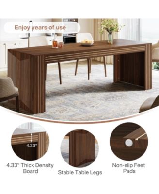 Farmhouse Dining Table for 6-8 People, 78.7-Inch Rectangular Wood Dining Table, Rustic Kitchen Table with Heavy Duty Wood Legs for Dining Room