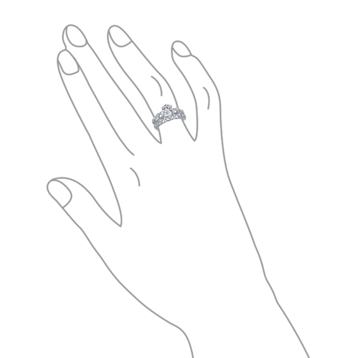 Bling Jewelry 1 Ct Round Cubic Zirconia Solitaire Cz promise ring Band Set .925 Sterling Silver